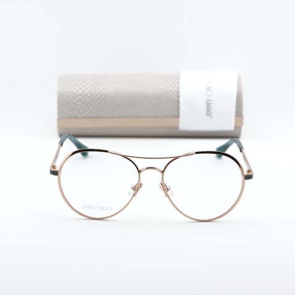 Jimmy Choo JC244 0OGA 00 Round 56mm Eyeglasses - Gold/Teal - Picture 4 of 12